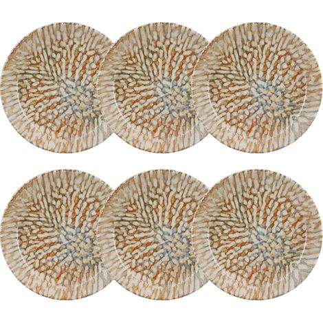 Lot de 6 assiettes creuses en grès 20,5cm, AMBRE (1/5)