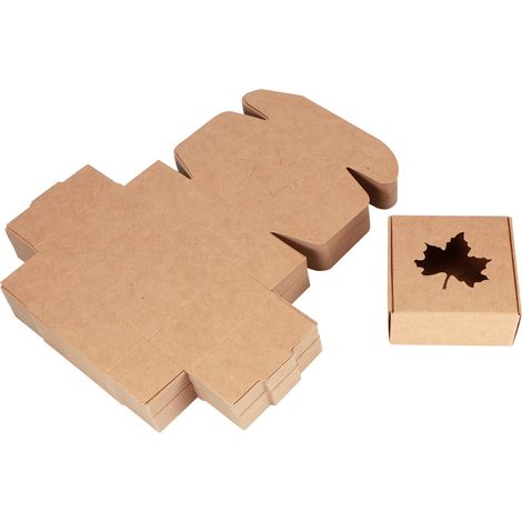 50 boîtes d'emballage en papier kraft à motif feuille d'érable, petites boîtes pour cadeaux, loisirs créatifs, mariages et fêtes (1/5)