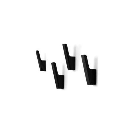 TAISHENGDA Lot de 4 Crochets Muraux en Bois Noir – Design en L, pour Manteaux, Sacs et Chapeaux (1/4)