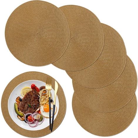 Ecleanfy - Sets de table ronds en polypropylène, 38 cm de diamètre, adaptés à la cuisine, à la table à manger et aux réceptions - Lot de 6 (1/5)