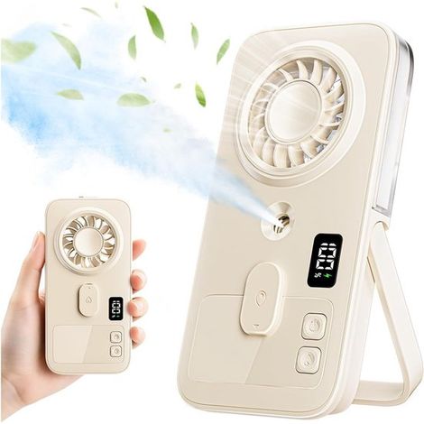 Ventilador portátil de mano con pulverizador，mini ventilador personal recargable con 4 velocidades (1/5)