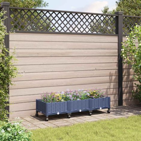 vidaXL Gartenpflanzer mit Rädern Blaugrau 120 x 40 x 33 cm PP (1/5)