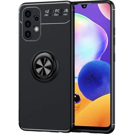 FUNDA PARA SAMSUNG GALAXY A32 4G SILICONA NEGRA TRASERA SÓLIDA + ANILLA (1/5)