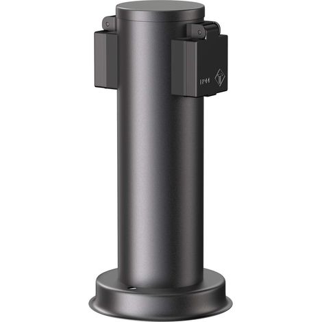 Garten Colonne de Prises de Courant PORU pour l'extérieur, IP44, 2X, Acier Inoxydable, Noir, Rond, 27 cm (1/5)