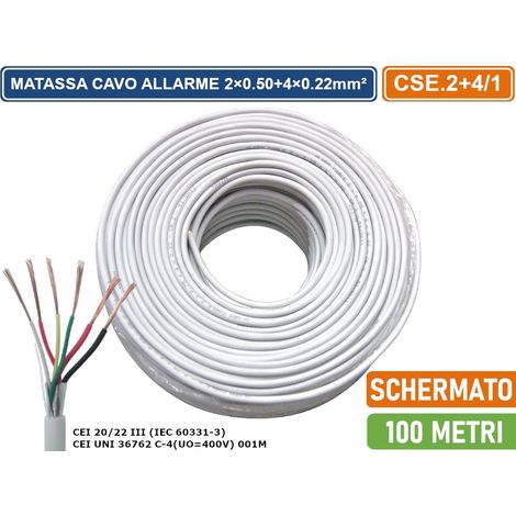 KIONIX MATASSA 100 METRI CAVO ALLARME SCHERMATO 2Ã—0.50+4Ã—0.22mmÂ² STR-S (1/2)