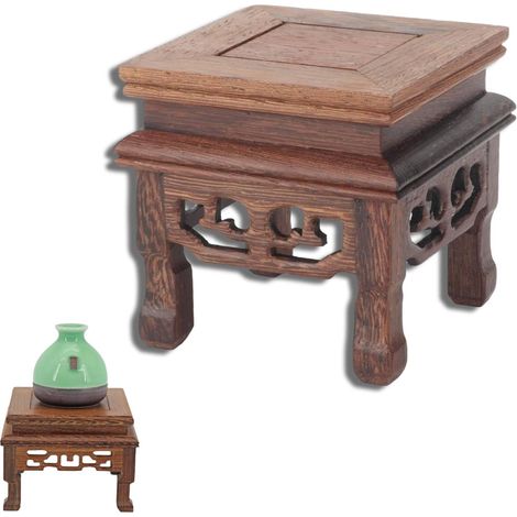 Présentoir en bois,Base de présentoir en Bois Massif,Piédestal Carré De Sculpture,Présentoir De Piédestal,socle en bois pour vase, aquarium, lampe de table, théière, présentoir (1/5)