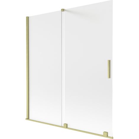 Mexen Velar 2-flügelige, verschiebbare Duschabtrennung 150 x 150 cm, mattiert, gebürstet gold - 896-150-000-31-55 (1/2)