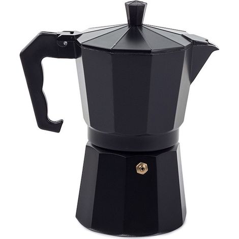 Filtro per caffè in alluminio con manico, 450 ml, per 9 tazze, nero (1/5)