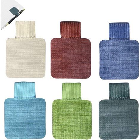 Lot de 12 porte-stylo, cuir, boucle élastique, auto-adhésif, pour carnet, agenda, 6 couleurs (1/5)