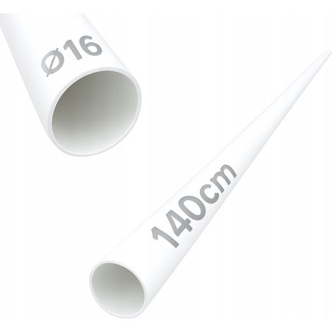 Tube en acier - 140 cm - Ø 16 mm - Blanc - Résistant et esthétique - Idéal pour balustrades