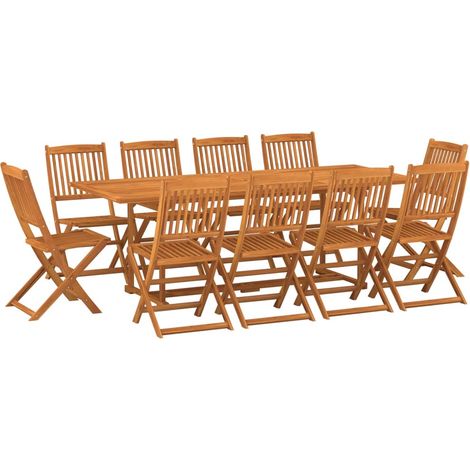Set da Pranzo da Giardino 11 pz 220x90x75 cm Massello di Acacia vidaXL