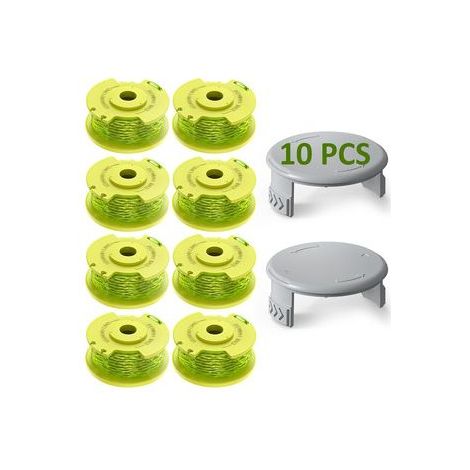Lot de 2 recharges vertes Ryobi AC80RL3 – Bobine R8+2 avec capot – Idéal pour débroussailleuse (1/5)
