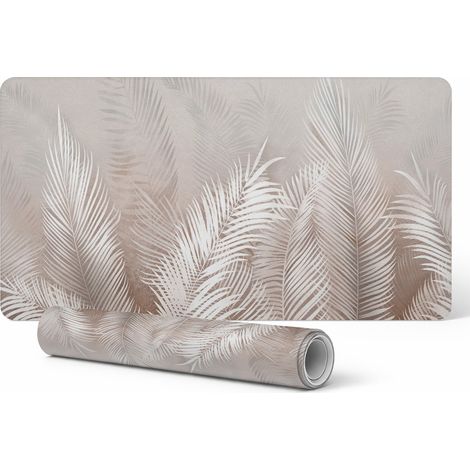 Alfombrilla protectora para escritorio, teclado y rat贸n con dise帽o de hojas de palmera, 120x60 cm.