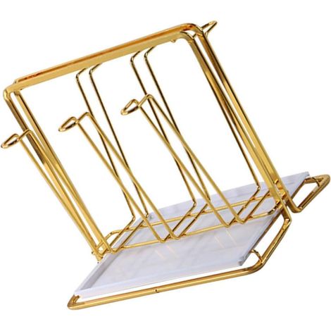Porte-bouteilles en métal et plastique, porte-gobelets égouttoir inversé, 1 pièce, blanc, aéré, cuisine (1/5)