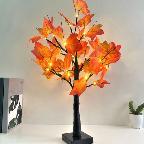 Guirlande Lumineuse Feuille D'érable - 24 LED Jaune - Alimentation Batterie AA ou USB - IP42 - 60 x 10 cm - Décoration Intérieure Fêtes Automnales (1/5)