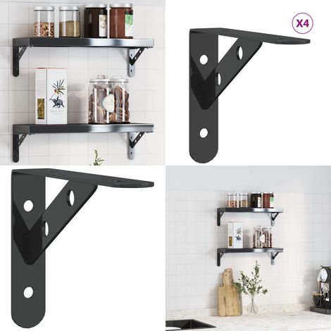 vidaXL Regalträger 4 Stk. 15x2,5x11,5 cm Schwarz Edelstahl (1/5)