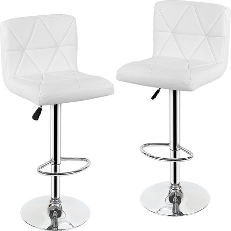 2 Tresenhocker mit Lehne Barhocker Barstuhl Drehstuhl Kunstleder Weiß (1/5)