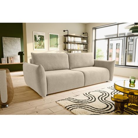 Canapé droit convertible 3 places ISSORIA – tissu - Beige (1/4)