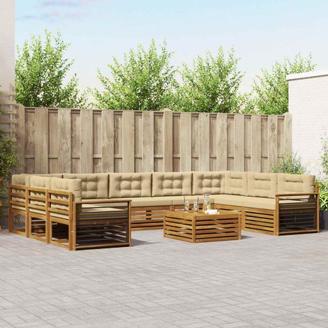 Outdoor-Sofagarnitur 10 pcs Natur und Beige Massivholz Akazie (1/5)