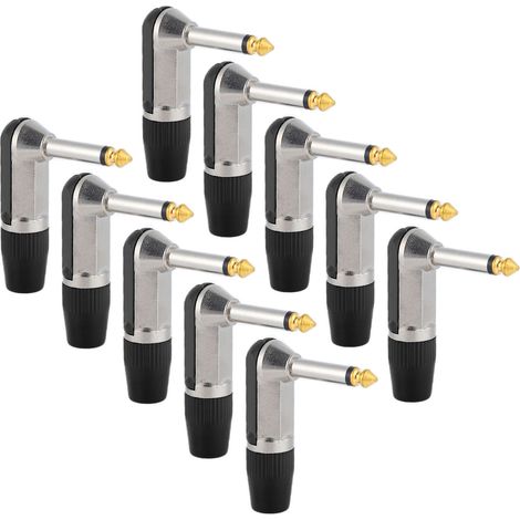 10 Prises Audio 6.35mm XLR Coude Noir Adaptateur Casque Professionnel Résistant à la Corrosion (1/5)
