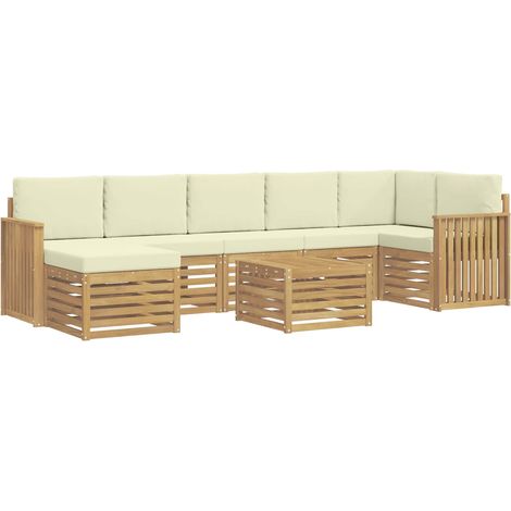 vidaXL Ensemble de canapés d'extérieur 8 pc Blanc et crème Polyester