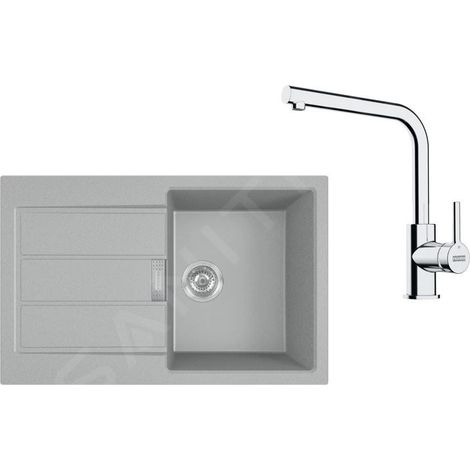 Franke - Set de cuisine T115Š, évier en tectonite S2D 611-78 et robinet FP 3230.031, gris / chrome 143.0687.349 (1/4)