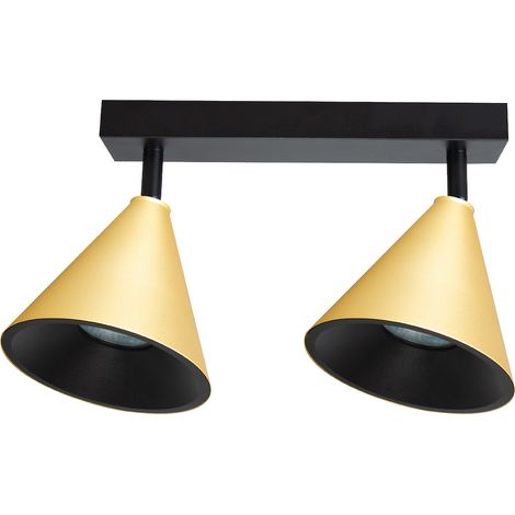 Doppelte Deckenstrahler an einer Leiste, goldfarben, konisch, für Wohnzimmer und Küche, 2xGU10 10W KEGEL Milagro (1/5)