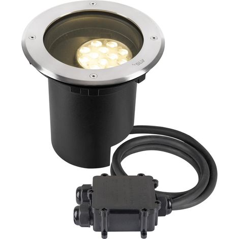 Encastré sol DASAR® L asymétrique 3000K 70°/40° IP65/IP67 rond inox/noir - SLV - 1009168 (1/4)