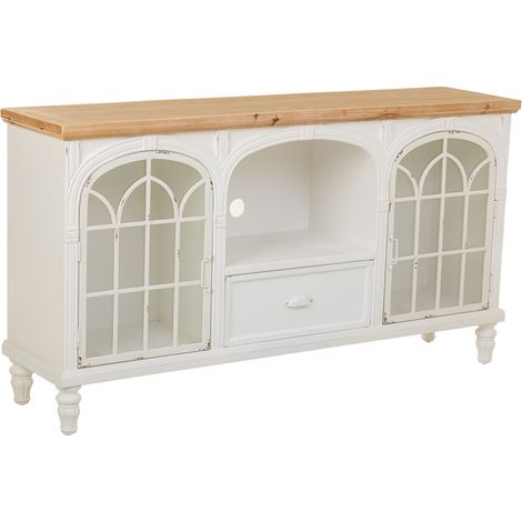 Aparador de madera blanco de 2 puertas y 1 cajon 150x36x80h cm