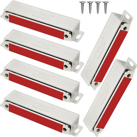 Magnetische Schranktürverschlüsse, 6 Stück, Edelstahl, Magnetverschlüsse, Zugkraft bis zu 40 kg, Starker und robuster magnetischer Möbelverschluss für Schubladen, Duschtüren und Schränke
