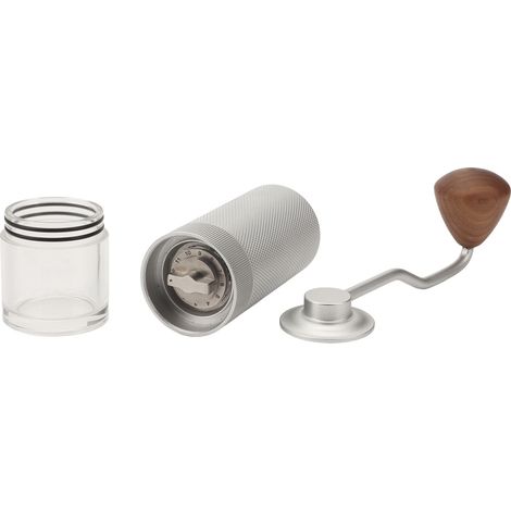 Tragbare, weiße Handkaffeemühle mit transparentem Wassertank – Geschenkset aus Edelstahl, Handmühle (1/5)