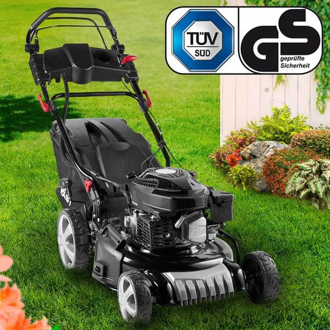 BRAST Benzin Rasenmäher mit Antrieb   3,5kW(4,76PS)   Elektrostart   46cm Schnittbreite   TÜV   4 Takt OHV Motor   30-80mm Schnitthöhe   60L Fangkorb   Stahlgehäuse   18170 E-Start