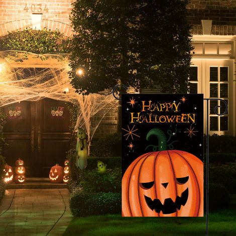 Halloween-Flagge, Kürbis-Flagge in Schwarz, Gartenflagge, 30 × 45 cm (1/4)