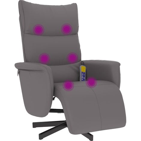 Fauteuil Inclinable - Fauteuil Relax repose-pieds gris similicuir fr17694 (1/5)