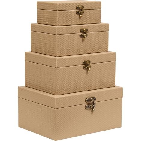 Set di 4 scatole rettangolari bonie beige - Atmosphera créateur d'intérieur (1/5)