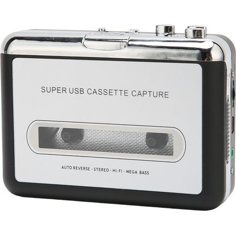 Lecteur de cassettes portable multifonctionnel MP3 CD, convertisseur USB, lecture de cassettes audio avec inversion automatique du son pour ordinateurs portables et PC