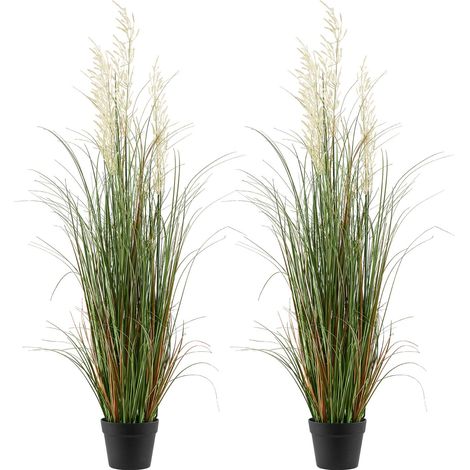 VEVOR Erba Artificiale, Confezione da 2 Erba Artificiale in Vaso 1194 mm, Pianta Finta Fiori di Canna ed Erba per Interni ed Esterni, Casa, Giardino, Ufficio, Decorazione per Casa Ristorante, Verde