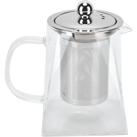 Transparent Glass Teapot with Removable 304 Stainless Steel Filter Tea Kettle for Home Office550ml (1/5)