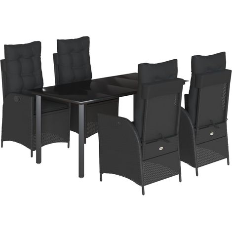 Maison Exclusive - 5-tlg. Garten-Essgruppe mit Kissen Schwarz Pol (1/5)