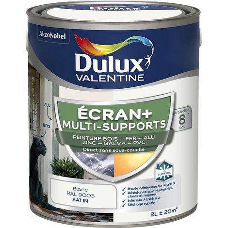ECRAN+ MULTI-SUPPORTS EXTERIEURE - Peinture en Phase Aqueuse Éxtérieur - Satin Blanc 2 L - Dulux Valentine