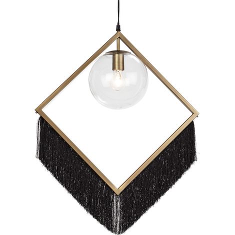 Plafonnier 57x20x80 Cristal/Métal doré/Tissu noir (1/3)