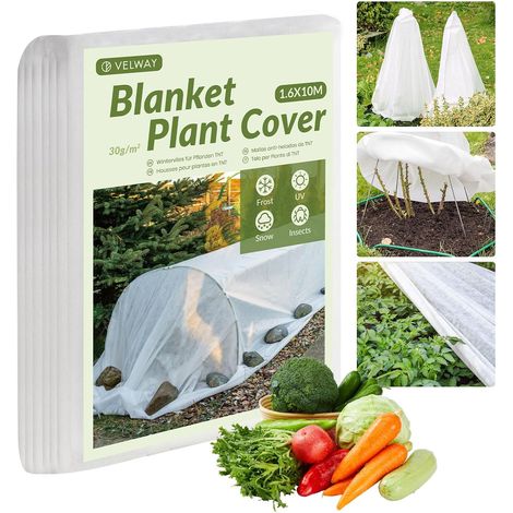 Velway Protection Antigel Plantes 1.6x10m - Tissu Non-Tissé 30gsm pour Hiver Jardin (1/5)