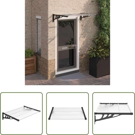 Polycarbonat - Türvordach Schwarz und Transparent 122x90 cm Polycarbonat (1/5)