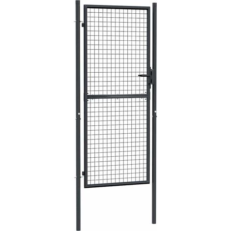 Puerta de jardín de malla acero galvanizado 100 x 200 cm gris vidaXL