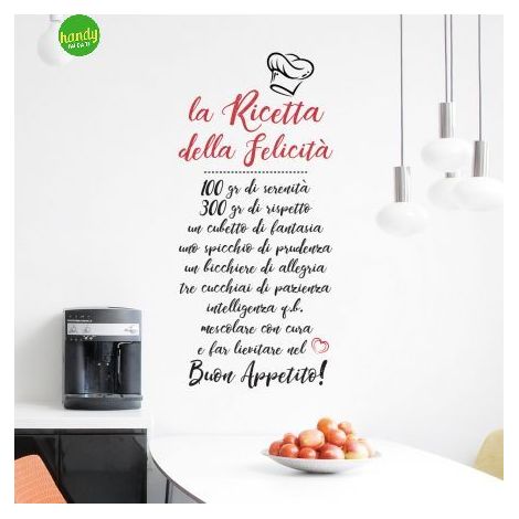 Sticker ricetta felicitÀ is Crearreda adesivo murale frasi famose natura geometrie fantasIE 47X67 CM