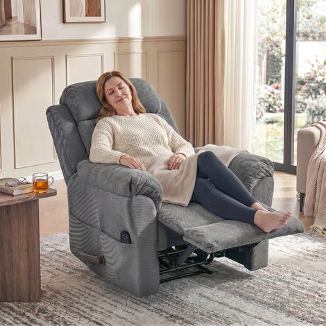 Fauteuil relax massage avec chaleur, repose-tête réglable et fonction Wall Hugger, gris (1/5)