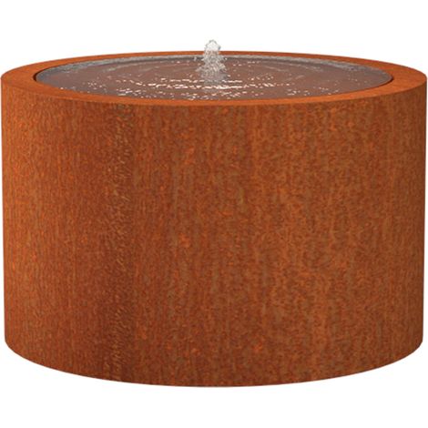 Adezz Wassertisch rund Corten-Stahl Rost Wasserspiel LED verschiedene Größen 120x75 cm (1/2)