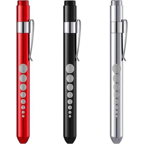 Led Penlight Lampe Penlight Pen Torch (Lot De 3), Lampe Stylo Led Réutilisable Avec Calibre De Pupilles Avec Clip De Poche (1/5)