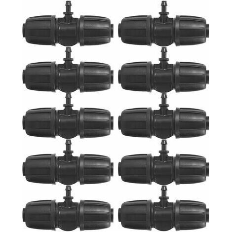 QORVA-Connecteur en T barbelé de verrouillage de jardin 16mm à 4/7, connecteurs 10 pièces/ensemble pour tuyaux PE systèmes d'irrigation de jardin