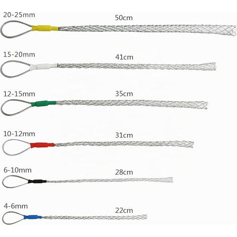 Kit de chaussettes de prise de câble en acier galvanisé antidérapant, ensemble de lassos de prise de câble pour tuyau, fil, prise flexible avec œil en maille et corde rouge (1/4)